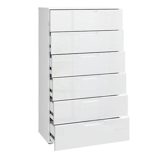 Salter High Gloss Chest Of 6 Drawers In White_3