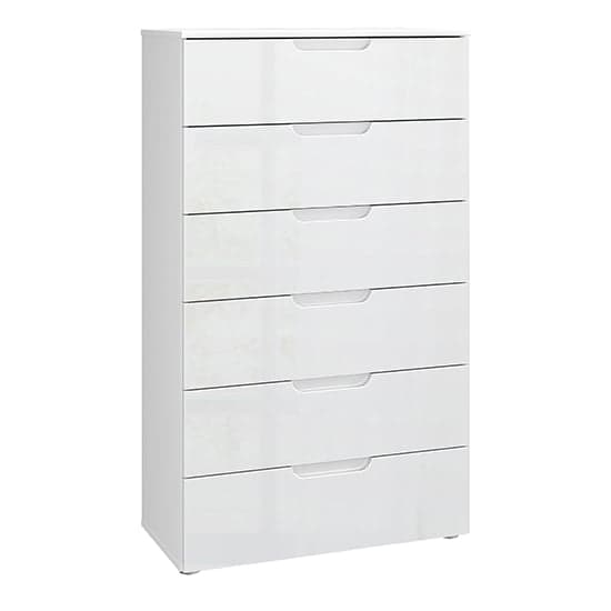 Salter High Gloss Chest Of 6 Drawers In White_1