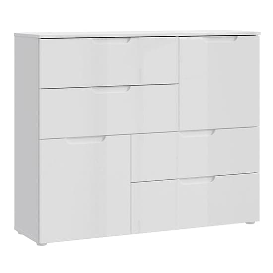 Salter High Gloss Sideboard Abstract 2 Doors 4 Drawers In White_2