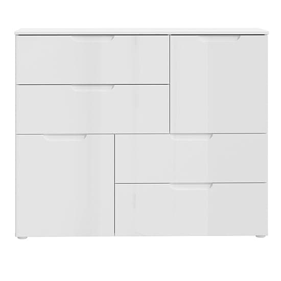 Salter High Gloss Sideboard Abstract 2 Doors 4 Drawers In White_3