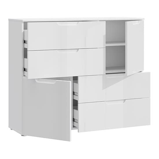 Salter High Gloss Sideboard Abstract 2 Doors 4 Drawers In White_4