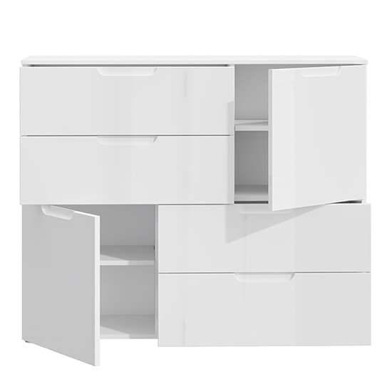 Salter High Gloss Sideboard Abstract 2 Doors 4 Drawers In White_5