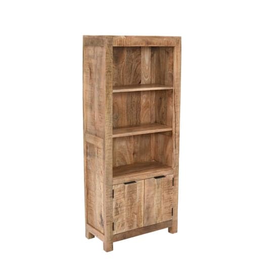 Salter Solid Mangowood Bookcase With 2 Doors In Rough Swan_2