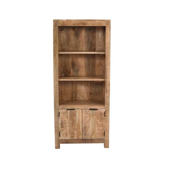 Salter Solid Mangowood Bookcase With 2 Doors In Rough Swan_1