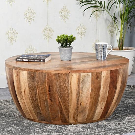 Salter Solid Mangowood Drum Coffee Table In Rough Swan_1