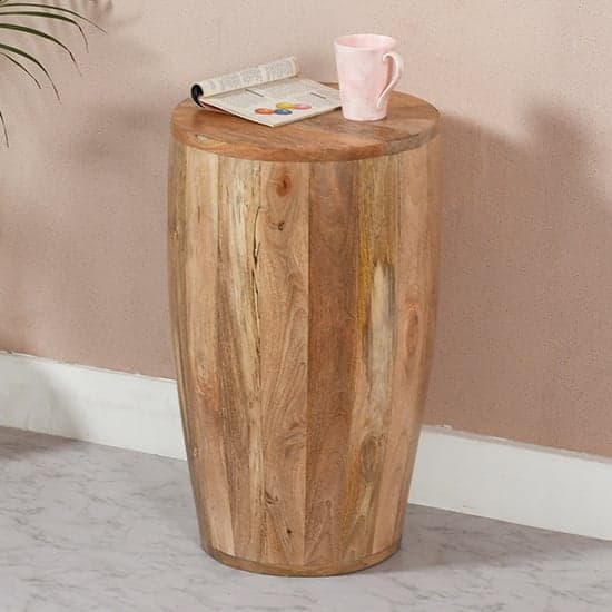 Salter Solid Mangowood Drum Side Table In Rough Swan_1