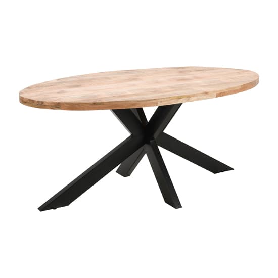 Salter Solid Mangowood Oval Dining Table In Rough Sawn_4
