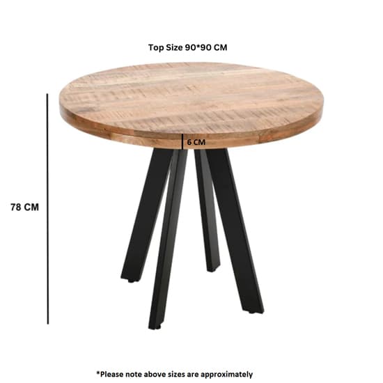 Salter Solid Mangowood Round Dining Table In Rough Sawn_5