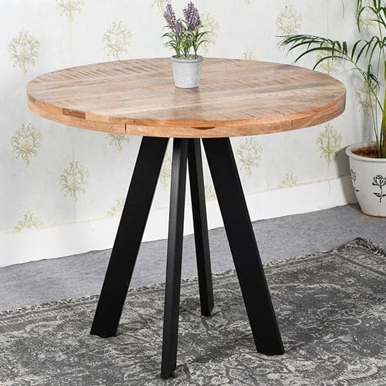 Salter Solid Mangowood Round Dining Table In Rough Sawn_1