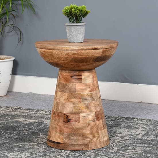 Salter Solid Mangowood Side Table Mushroom Style In Rough Swan_1