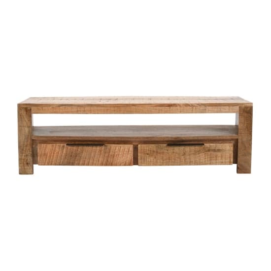 Salter Solid Mangowood Small TV Stand 2 Drawers In Rough Swan_2