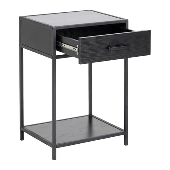 Salvo Wooden Bedside Table With 1 Drawer In Ash Black_3