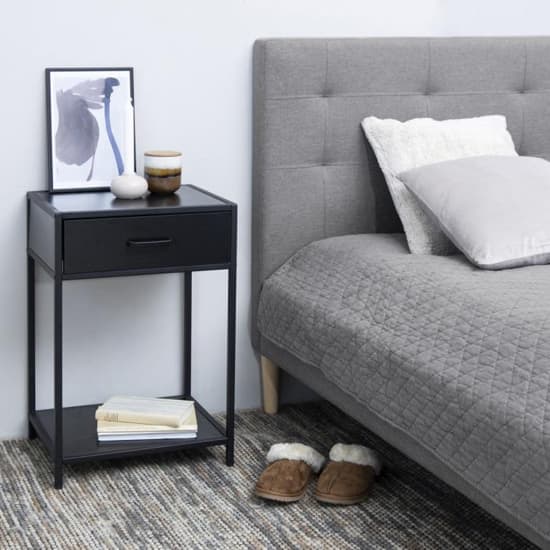 Salvo Wooden Bedside Table With 1 Drawer In Ash Black_6