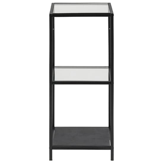Salvo Bookcase 2 Clear Glass Shelves With Black Metal Frame_2