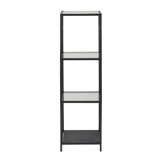 Salvo Bookcase 3 Clear Glass Shelves With Black Metal Frame_2
