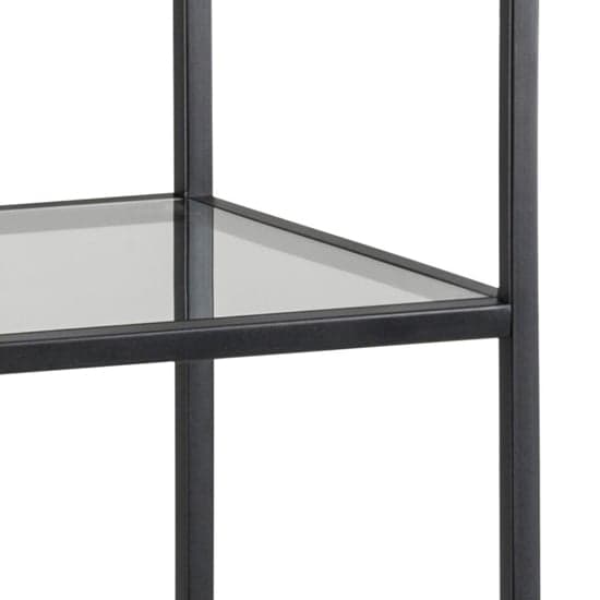 Salvo Bookcase 3 Clear Glass Shelves With Black Metal Frame_4