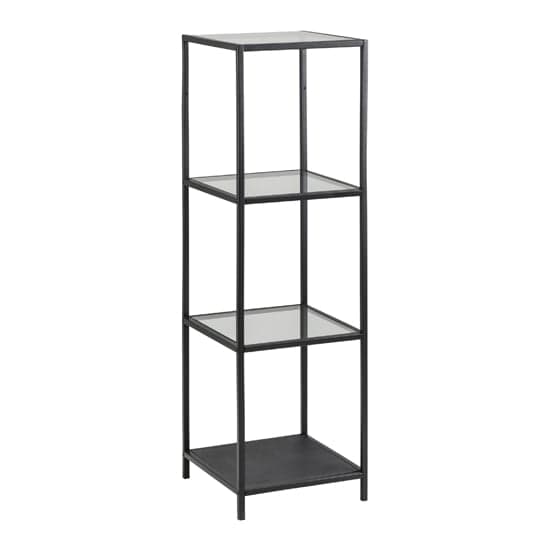 Salvo Bookcase 3 Clear Glass Shelves With Black Metal Frame_1