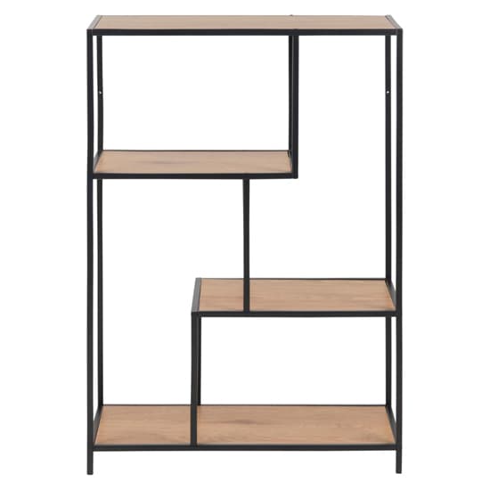 Salvo Bookcase 3 Wooden Shelves With Black Metal Frame_2