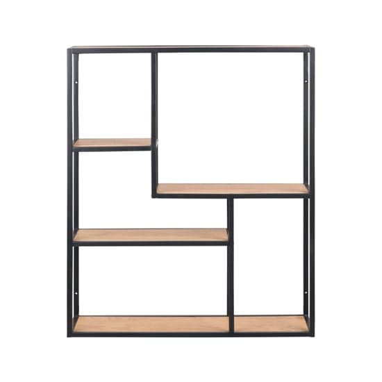 Salvo Bookcase 3 Wooden Shelves Tall With Black Metal Frame_2
