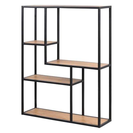 Salvo Bookcase 3 Wooden Shelves Tall With Black Metal Frame_1