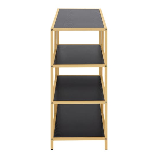 Salvo Wooden Bookcase 4 Shelves In Ash Black With Gold Frame_4