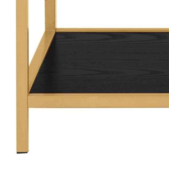 Salvo Wooden Bookcase 4 Shelves In Ash Black With Gold Frame_6