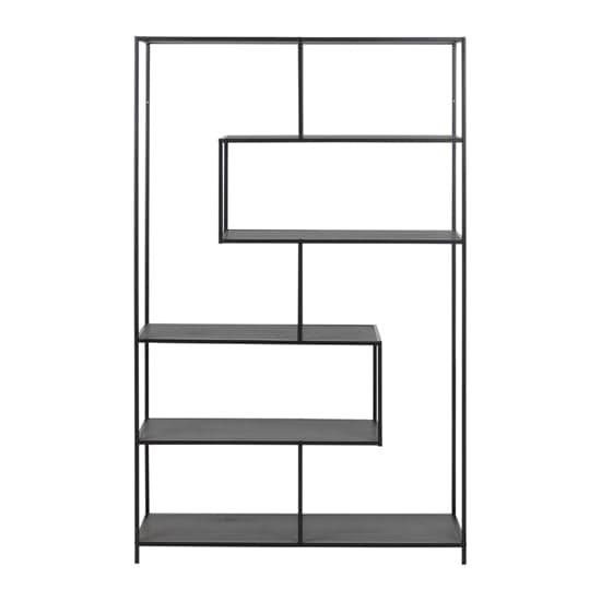 Salvo Wooden Bookcase With 5 Ash Black Shelves_2