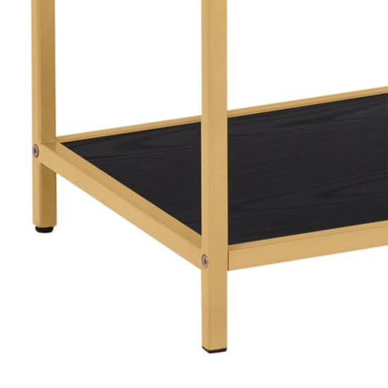 Salvo Wooden Bookcase 5 Shelves In Ash Black With Gold Frame_4