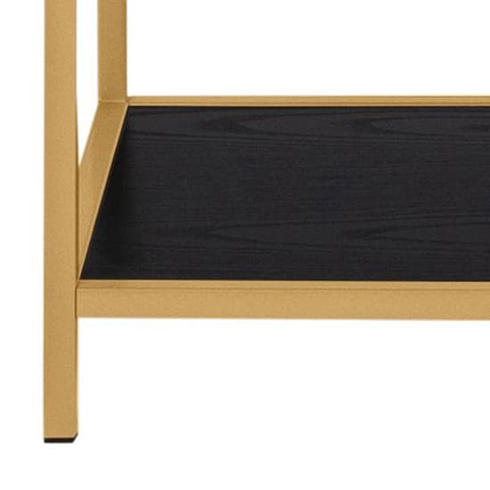 Salvo Wooden Bookcase 5 Shelves In Ash Black With Gold Frame_5