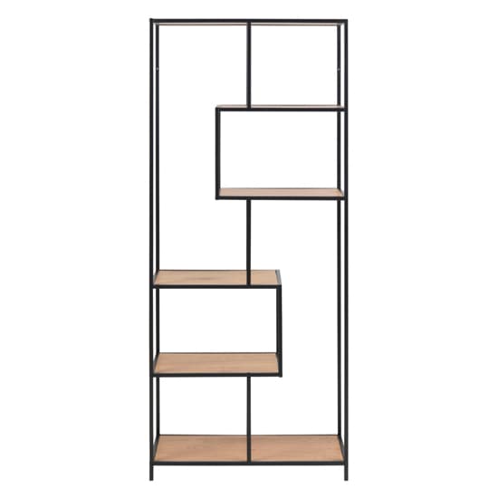 Salvo Bookcase 5 Wooden Shelves With Black Metal Frame_3