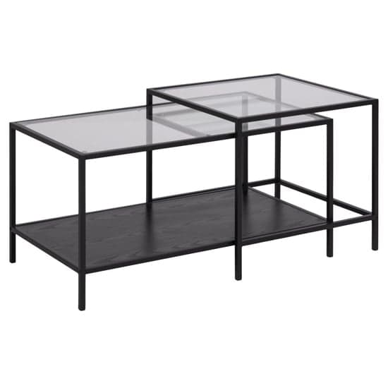 Salvo Clear Glass Set Of 2 Coffee Tables With Black Frame_2