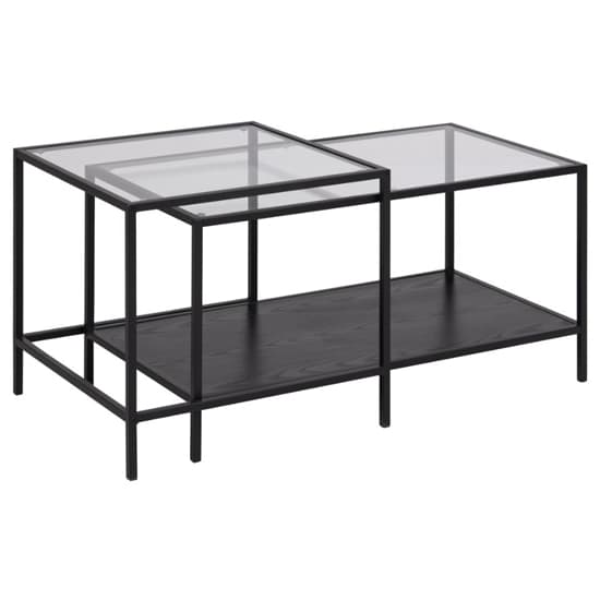 Salvo Clear Glass Set Of 2 Coffee Tables With Black Frame_4
