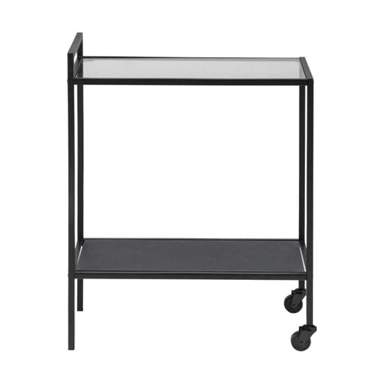 Salvo Clear Glass Top Drinks Trolley With Black Metal Frame_2