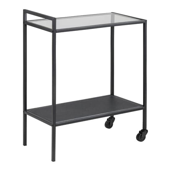 Salvo Clear Glass Top Drinks Trolley With Black Metal Frame_1