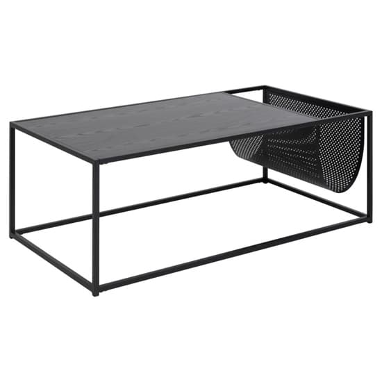 Salvo Wooden Coffee Table With Magazine Rack In Ash Black Furniture