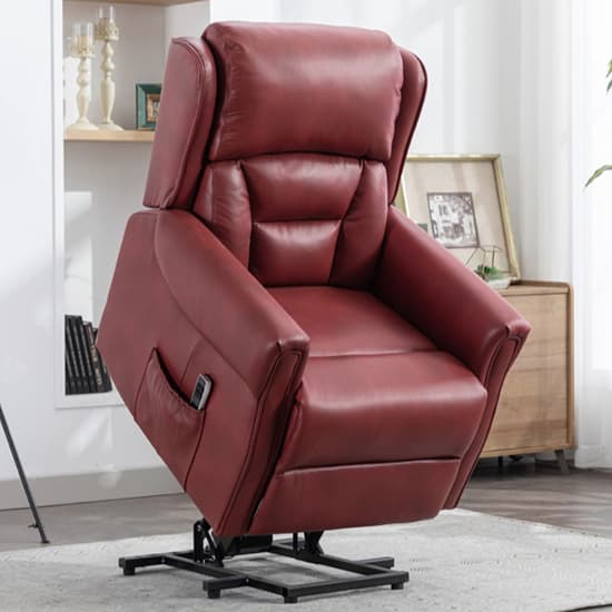 Salvo Electric Leather Lift And Tilt Recliner Armchair In Burgandy_2