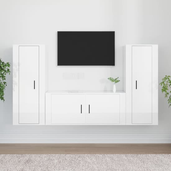 Salvo High Gloss Entertainment Unit Wall Hung In White Furniture in