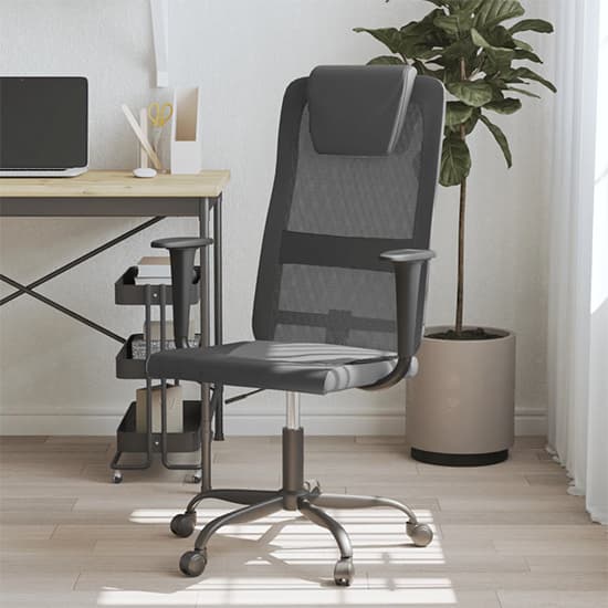 Salvo Mesh Fabric Home And Office Chair In Grey And Black_1