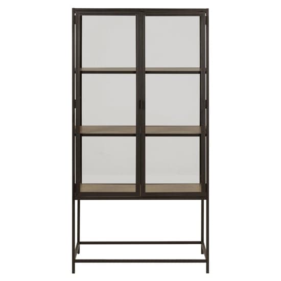 Salvo Steel Display Cabinet 2 Doors In Matt Wild Oak Shelves_2