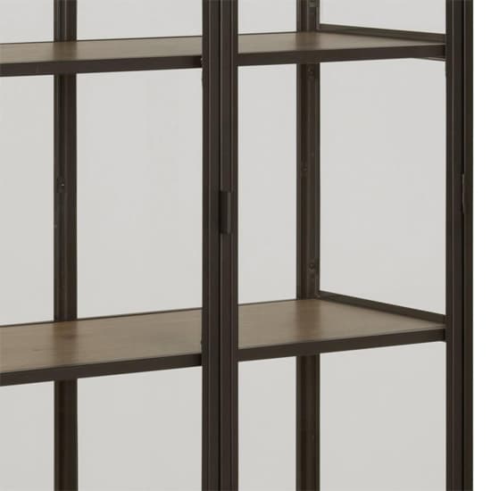 Salvo Steel Display Cabinet 2 Doors In Matt Wild Oak Shelves_5