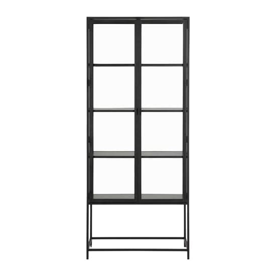 Salvo Steel Display Cabinet Tall With 2 Doors In Matt Black_2