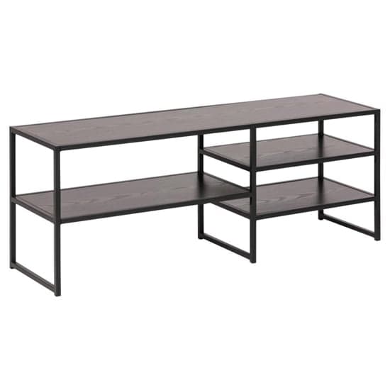 Salvo Wooden TV Stand With 3 Shelves In Ash Black_2