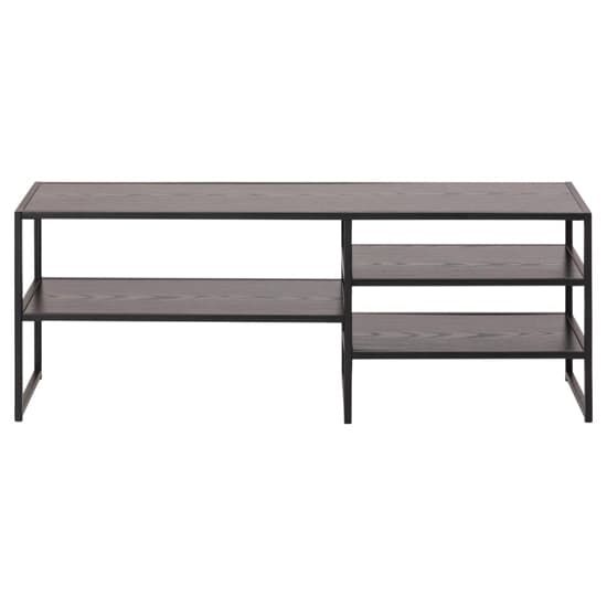 Salvo Wooden TV Stand With 3 Shelves In Ash Black_3