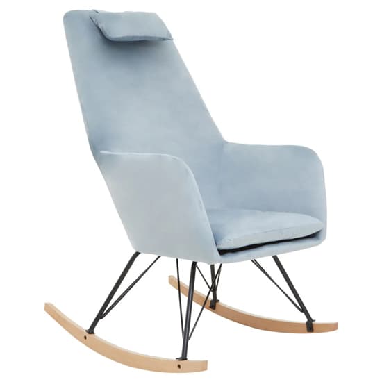 Salvo Velvet Rocking Chair In Blue_1