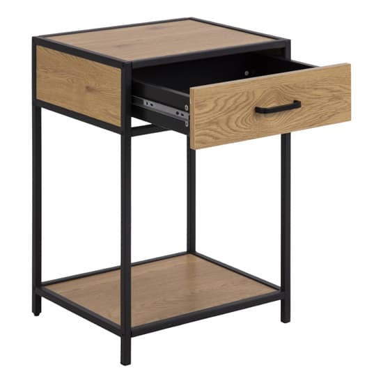Salvo Wooden Bedside Table With 1 Drawer In Matt Wild Oak_4