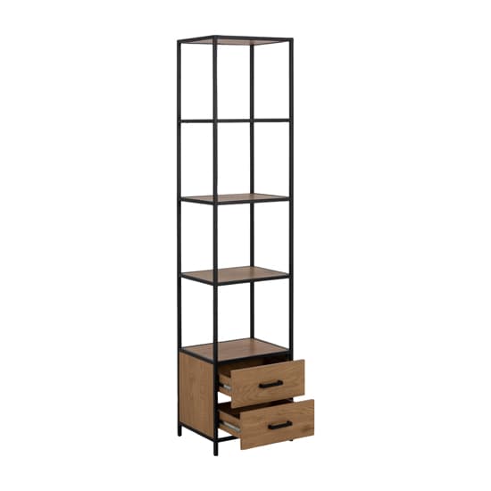 Salvo Wooden Bookcase With 2 Drawers 3 Shelves In Matt Wild Oak_3
