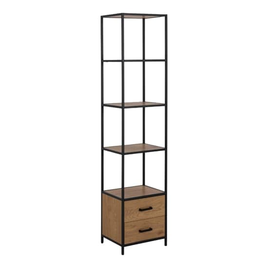 Salvo Wooden Bookcase With 2 Drawers 3 Shelves In Matt Wild Oak_1