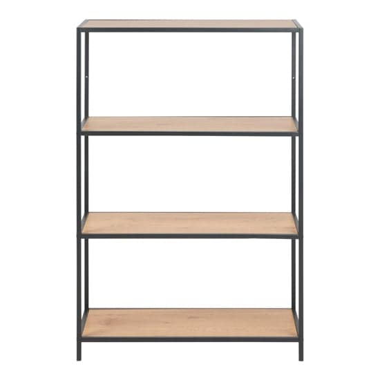 Salvo Wooden Bookcase 3 Shelves Tall With Black Metal Frame_3