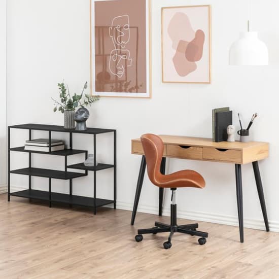 Salvo Wooden Bookcase With 4 Shelves In Ash Black Furniture in Fashion