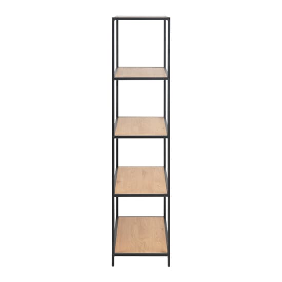 Salvo Wooden Bookcase 4 Shelves Tall With Black Metal Frame_3